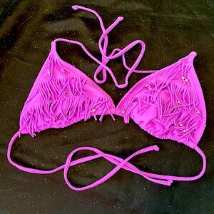 2/$16 Xhilaration Gold on Fringe Purple Bikini Top